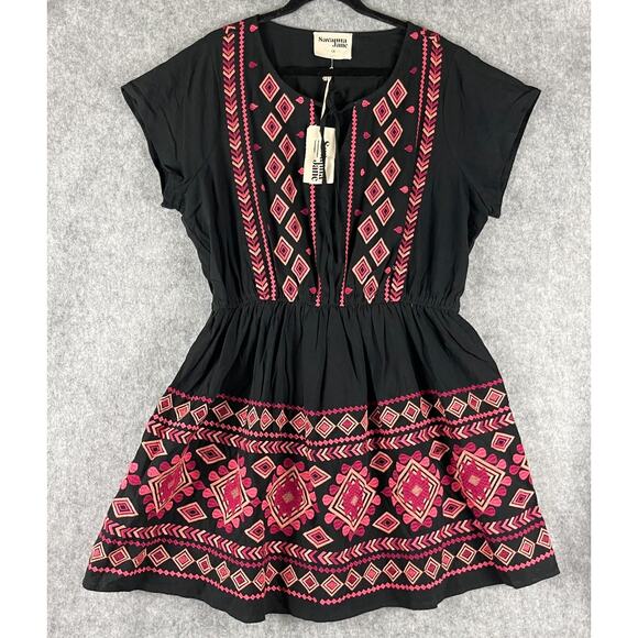 Savanna Jane Dresses & Skirts - Savanna Jane Mini Dress Womens 1X Geometric Embroidery Colorful Boho Aztec NEW